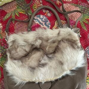 Gianni Notaro Calf Leather and Fur Handbag